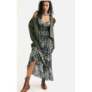 Intimately Free People Let's Smock About It Floral Midi Dress Sz S Peasant Boho